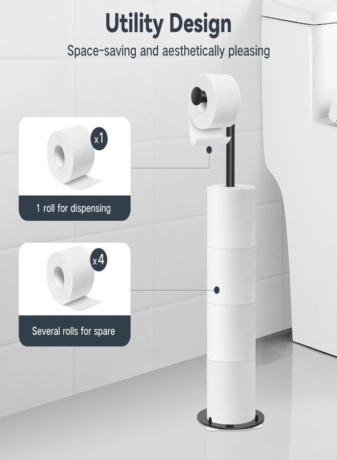 SetSail Toilet Paper Holder Stand, Free Standing Toilet Paper Holder with Suction Cups, Stainless Steel Toilet Paper Storage for Bathroom, Weighted Base Suction Cup, Black - Image 3