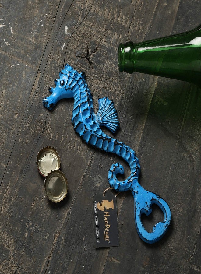 Two Moustaches Vintage Sea Horse Design Bottle Opener - Rustic Blue - Image 3