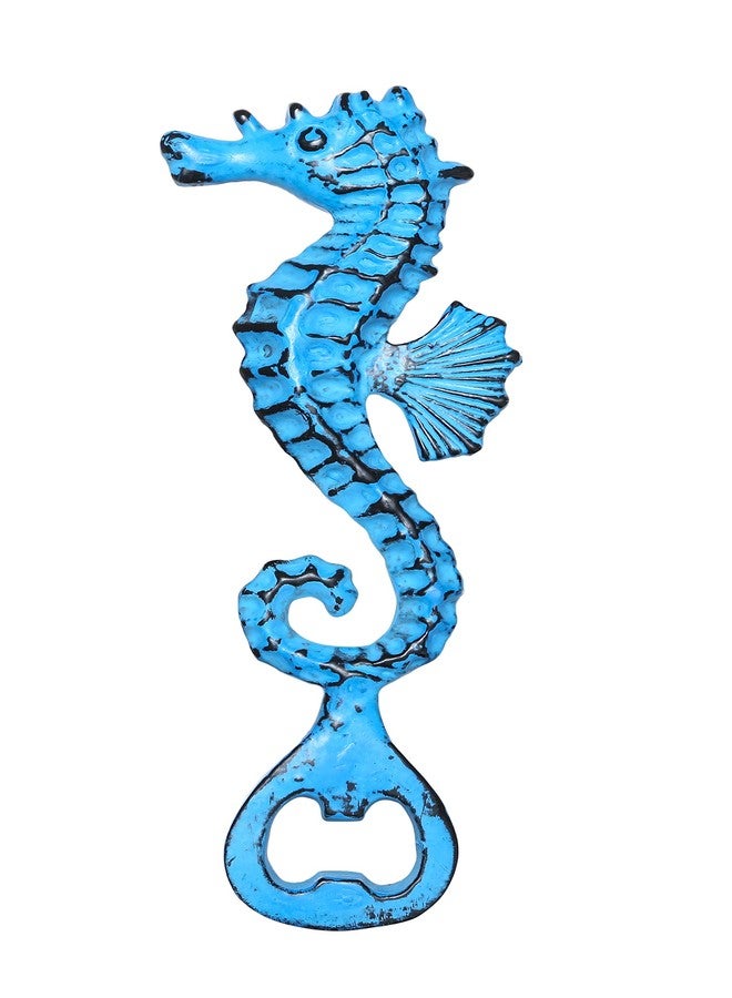 Two Moustaches Vintage Sea Horse Design Bottle Opener - Rustic Blue - Image 1