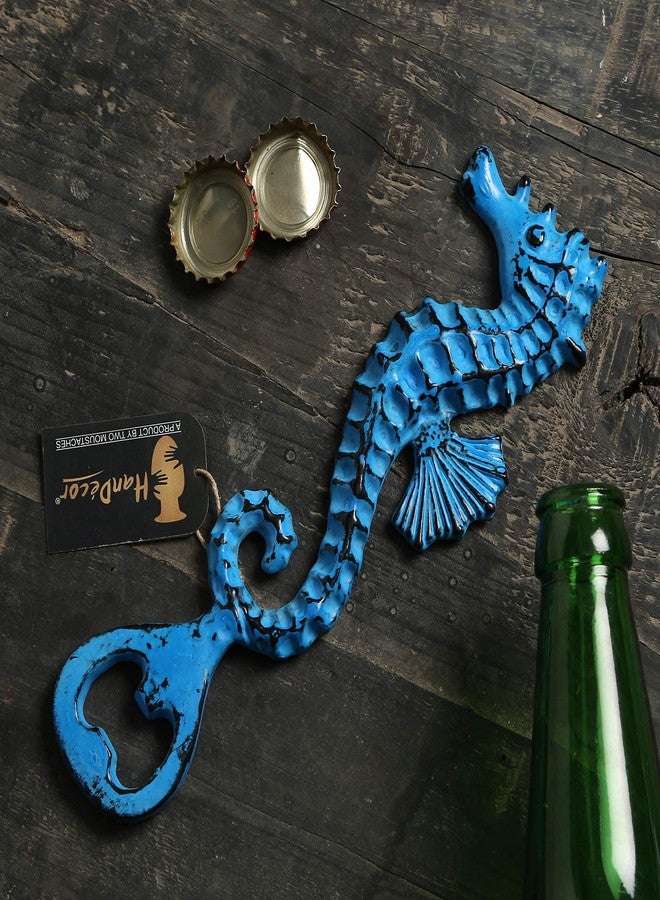 Two Moustaches Vintage Sea Horse Design Bottle Opener - Rustic Blue - Image 4