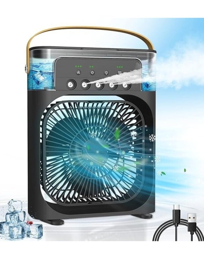 Generic - 5*1 Fan Powerful Operation Portable Low Noise 500ml 5 Large Caliber Atomizers 7 Color Lights Timer 1H/2H/3H- Black - Image 1