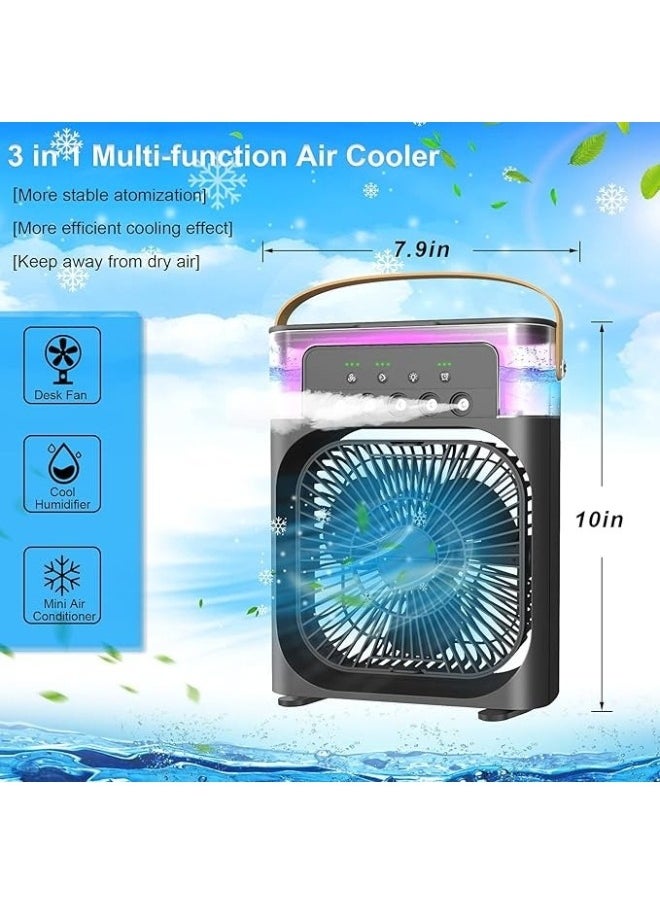 Generic - 5*1 Fan Powerful Operation Portable Low Noise 500ml 5 Large Caliber Atomizers 7 Color Lights Timer 1H/2H/3H- Black - Image 1