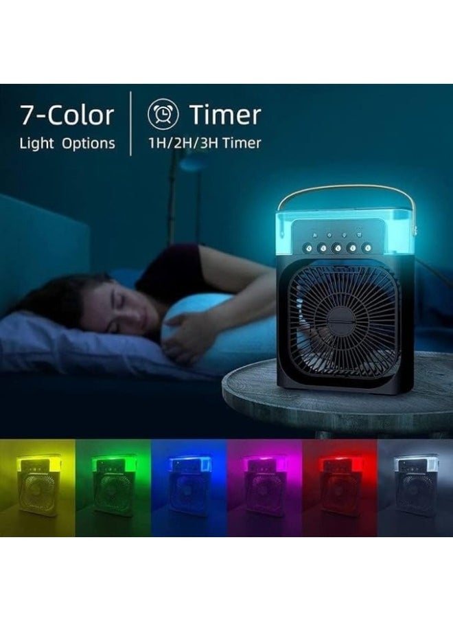 Generic - 5*1 Fan Powerful Operation Portable Low Noise 500ml 5 Large Caliber Atomizers 7 Color Lights Timer 1H/2H/3H- Black - Image 1