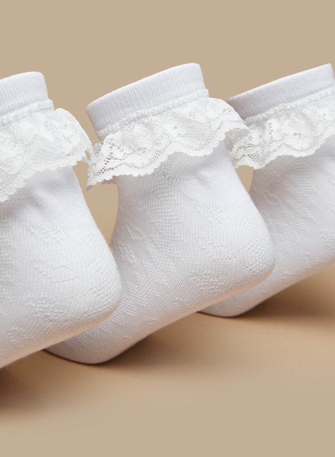 LBL Boys's Lace Detail Crew Length Socks - Set of 3 - Image 2