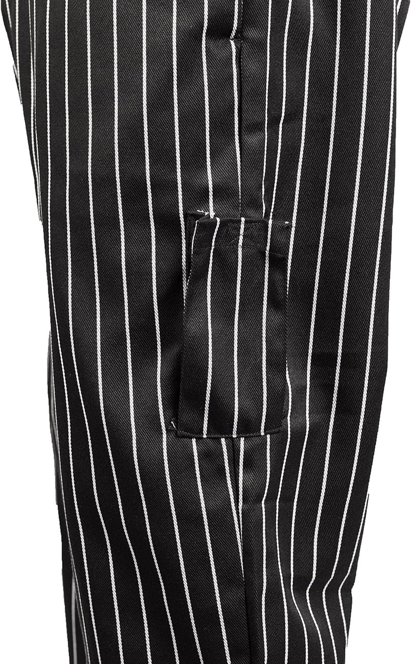 KNG Chalk Stripe Baggy Cargo Chef Pants for Men and Women – Drawstring Waist - Image 2