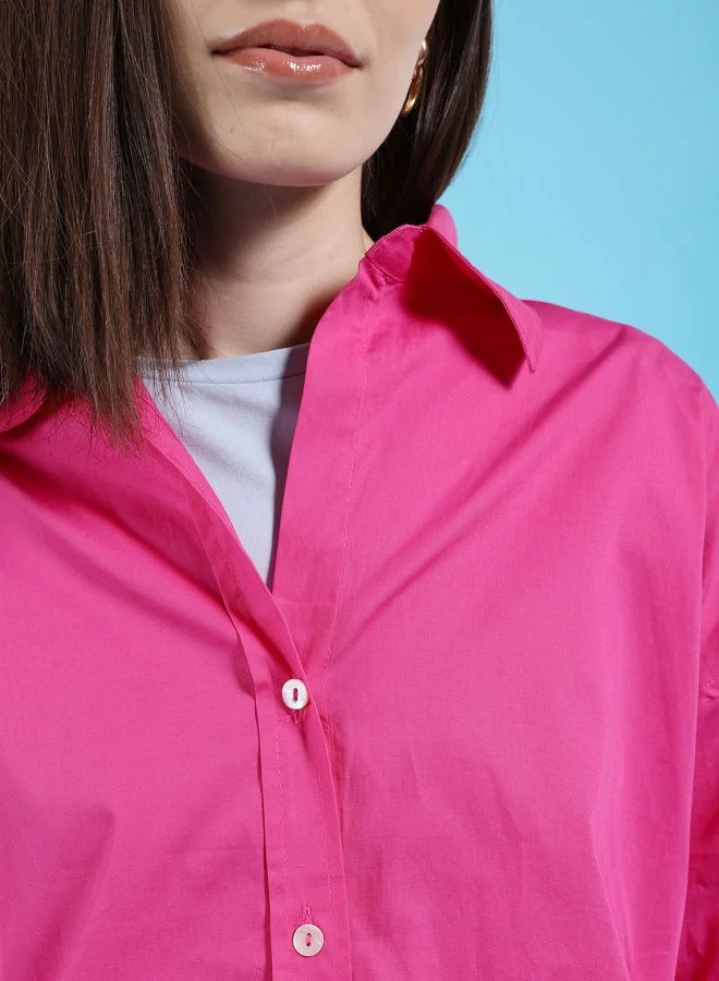 Freehand Women Oversized Solid Shirt