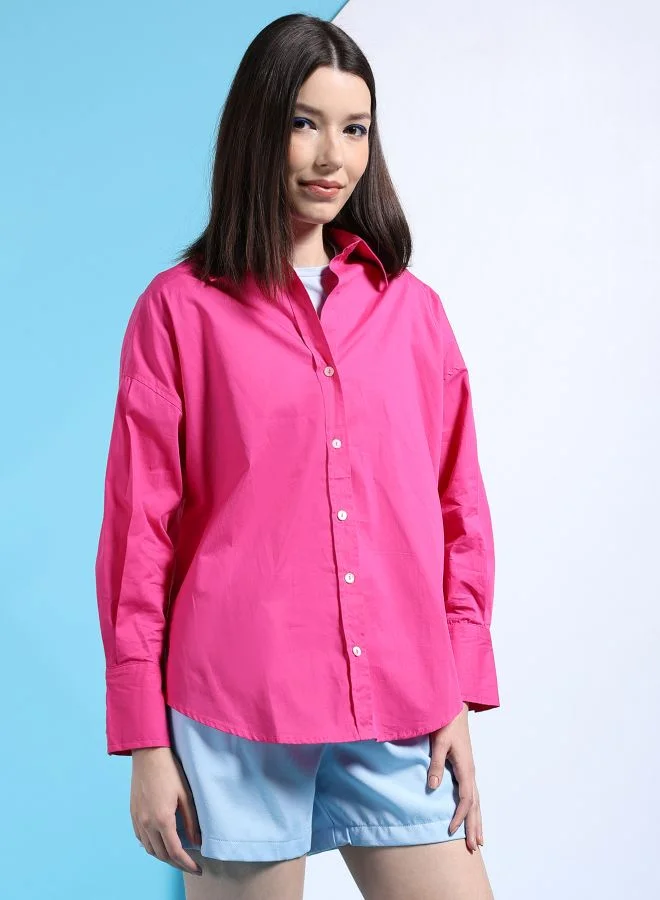 Freehand Women Oversized Solid Shirt
