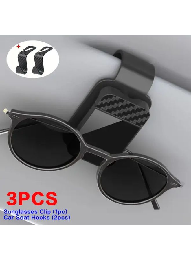 3pcs Set Car Sun Visor Eyeglass Clip Seat Hooks Storage Box Universal Auto Interior Accessories ABS Resin - Image 1