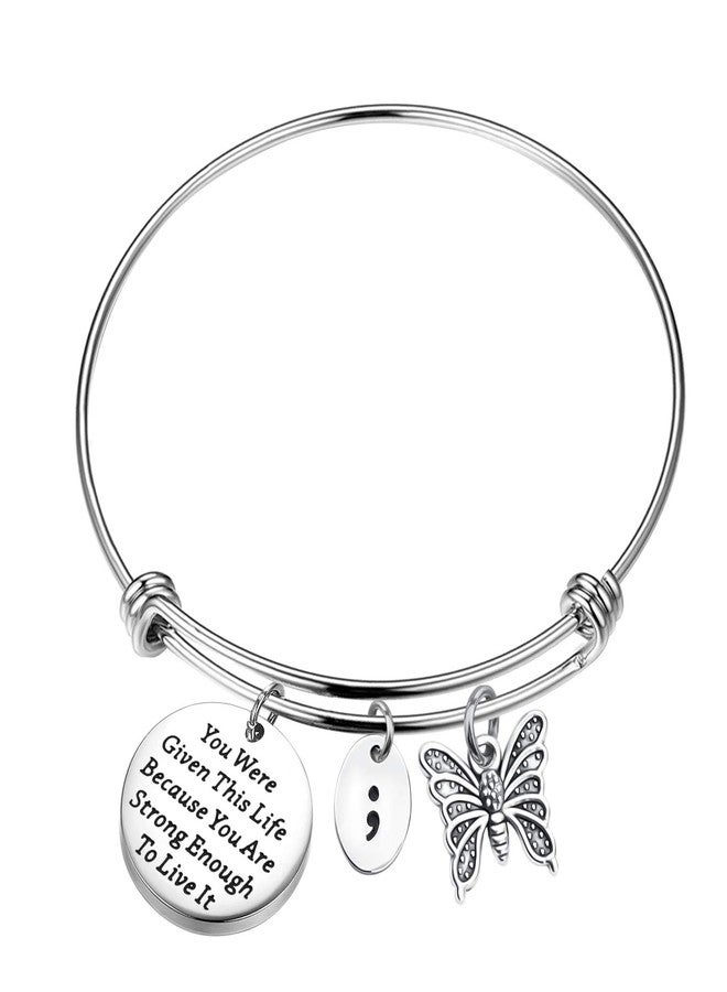Lywjyb Birdgot Semicolon Gift Mental Health Suicide Depression Awareness Punctuation Gift(Given This Life Semicolon bg) - Image 1