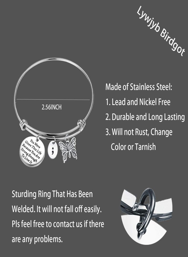 Lywjyb Birdgot Semicolon Gift Mental Health Suicide Depression Awareness Punctuation Gift(Given This Life Semicolon bg) - Image 2