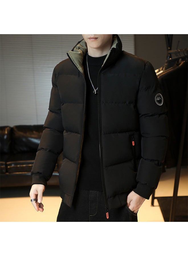 Trendy Stand-collar Down Cotton Jacket For Men, Winter Cotton Coat, Youth Plus-size Cotton Clothing