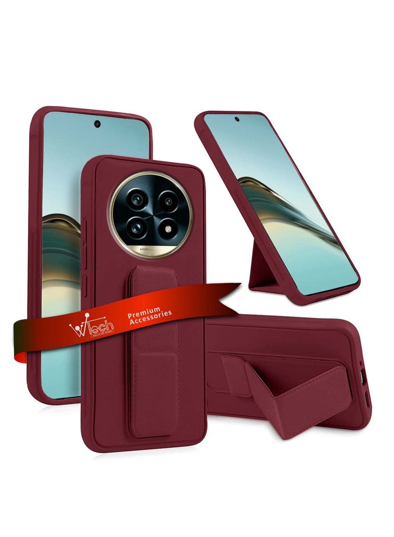 دبليو تيك Realme 13 Pro / Realme 13 Pro + / Realme 13 Pro Plus 5G 2024 قبضة يد قابلة للطي مسند مغناطيسي حزام معصم قبضة إصبع مع غطاء هيكل حديدي مدمج - كستنائي - Image 1