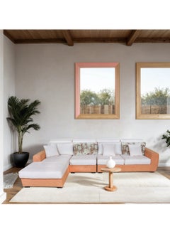 HOMEVEO A comfortable corner sofa set, measuring 3.5 x 1.8 meters Beige/ Dark orange 5 seaters  - Image 2