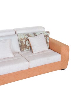 HOMEVEO A comfortable corner sofa set, measuring 3.5 x 1.8 meters Beige/ Dark orange 5 seaters  - Image 3