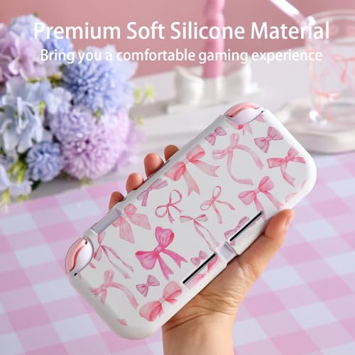 CasosexploreLab Case for Nintendo Switch Lite Protective Accessories Soft Silicone Cover Shell Compatible ONLY for Switch Lite Pink Coquette Bow Anti-Drop Shock Proof Aesthetic Protector - Image 2