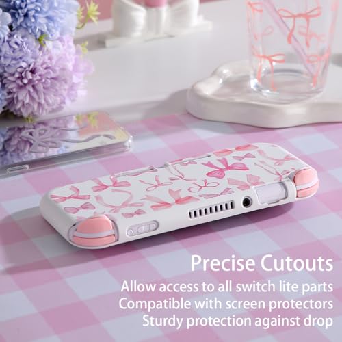 CasosexploreLab Case for Nintendo Switch Lite Protective Accessories Soft Silicone Cover Shell Compatible ONLY for Switch Lite Pink Coquette Bow Anti-Drop Shock Proof Aesthetic Protector - Image 3