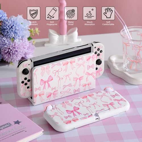 CasosexploreLab Case for Nintendo Switch Lite Protective Accessories Soft Silicone Cover Shell Compatible ONLY for Switch Lite Pink Coquette Bow Anti-Drop Shock Proof Aesthetic Protector - Image 4