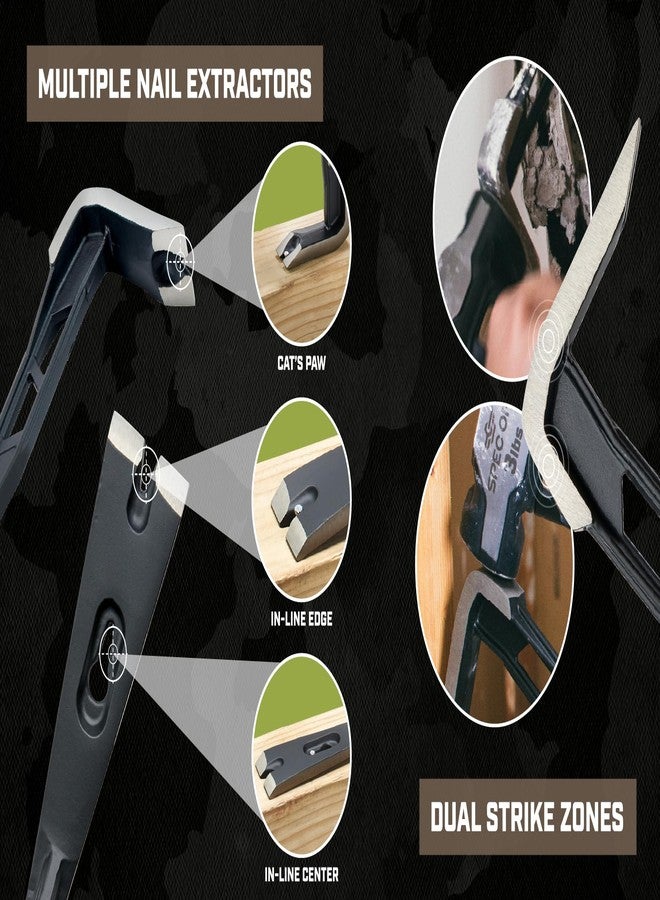 Spec-Ops Spec Ops Tools 18" Flat Pry Bar Crowbar, Lightweight Skeletonized Design, Teardrop Nail Puller, High-Carbon Steel - Image 5