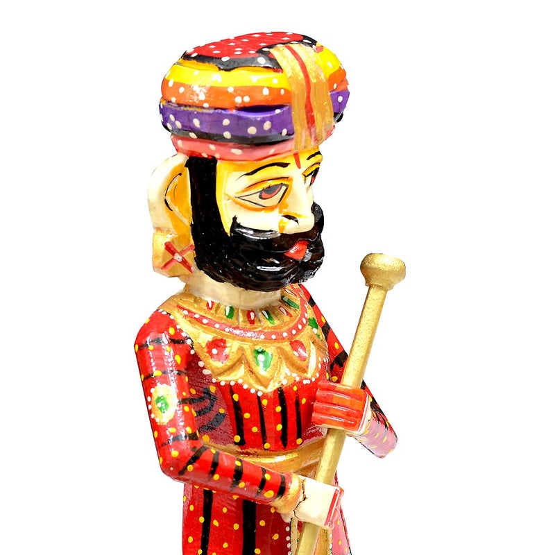 CRAFT TREE Handpainted Chowkidaar Wood Human Figurine for Home Dcor ShowpieceMulticolor Set of 2 - Image 5