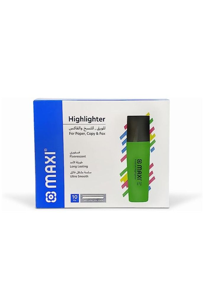 Maxi Maxi Super Fluorescent Premium Highlighter Box Of 10Pc Green 