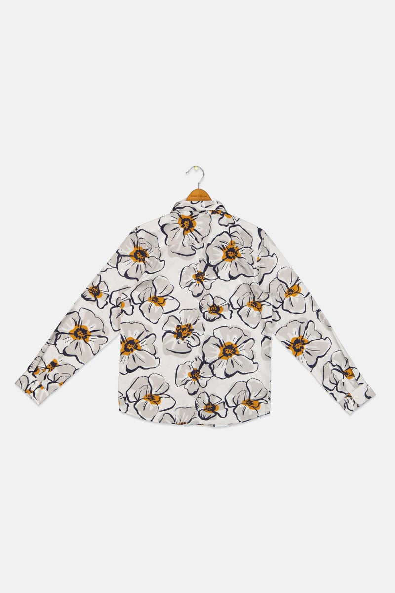 JACK & JONES Kids Boy Floral Print Long Sleeve Casual Shirt, Multicolor - Image 2