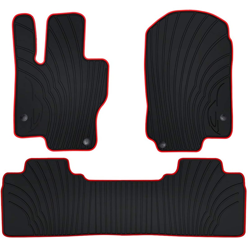 حصائر أرضية سيارات سان أوتو لمرسيدس بنز GLE 350 450 580 435363 AMG 5 مقاعد 2020-2025 ملائمة مخصصة غير مخصصة للزوجين مطاطية سوداء وحمراء مجموعة حصائر أرضية حماية من جميع الأحوال الجوية خالية من الروائح