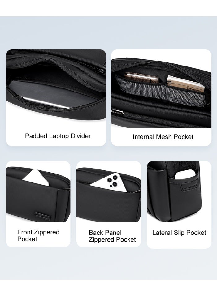 Arctic Hunter KB00943 Casual Water Resistant Crossbody Shoulder Bag for Men and Women, with Adjustable Strap, Suitable for Work and Everyday Wear. This compact and comfortable handbag features multiple storage pockets and a padded interior compartment for an 11-inch tablet or iPad. - Image 5