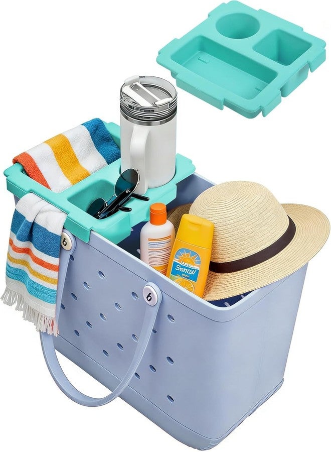 HOMENITY 1pc Organiser Tray Top with Cup Holder and Storage Compartments, compatible with bogg bag XL, for Stanley 30 oz and 40 oz Mugs, Beach Bag Insert - Image 1