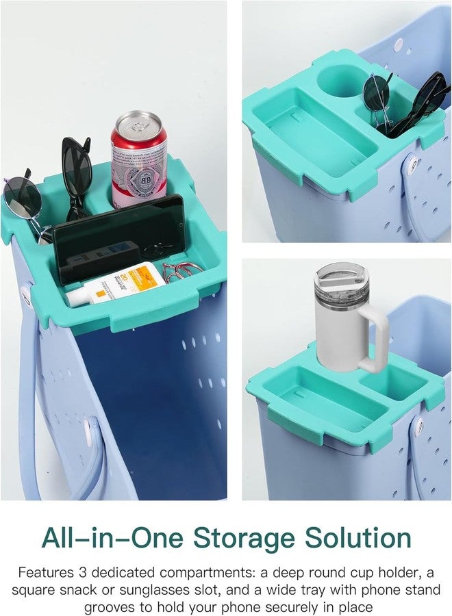 HOMENITY 1pc Organiser Tray Top with Cup Holder and Storage Compartments, compatible with bogg bag XL, for Stanley 30 oz and 40 oz Mugs, Beach Bag Insert - Image 2
