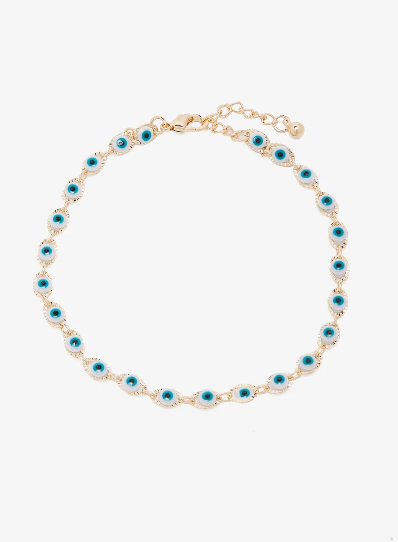 Ginger Gold Detail Evil Eye Anklet