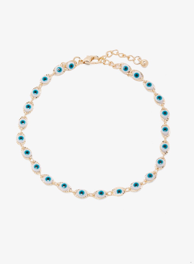 Ginger Gold Detail Evil Eye Anklet - Image 4