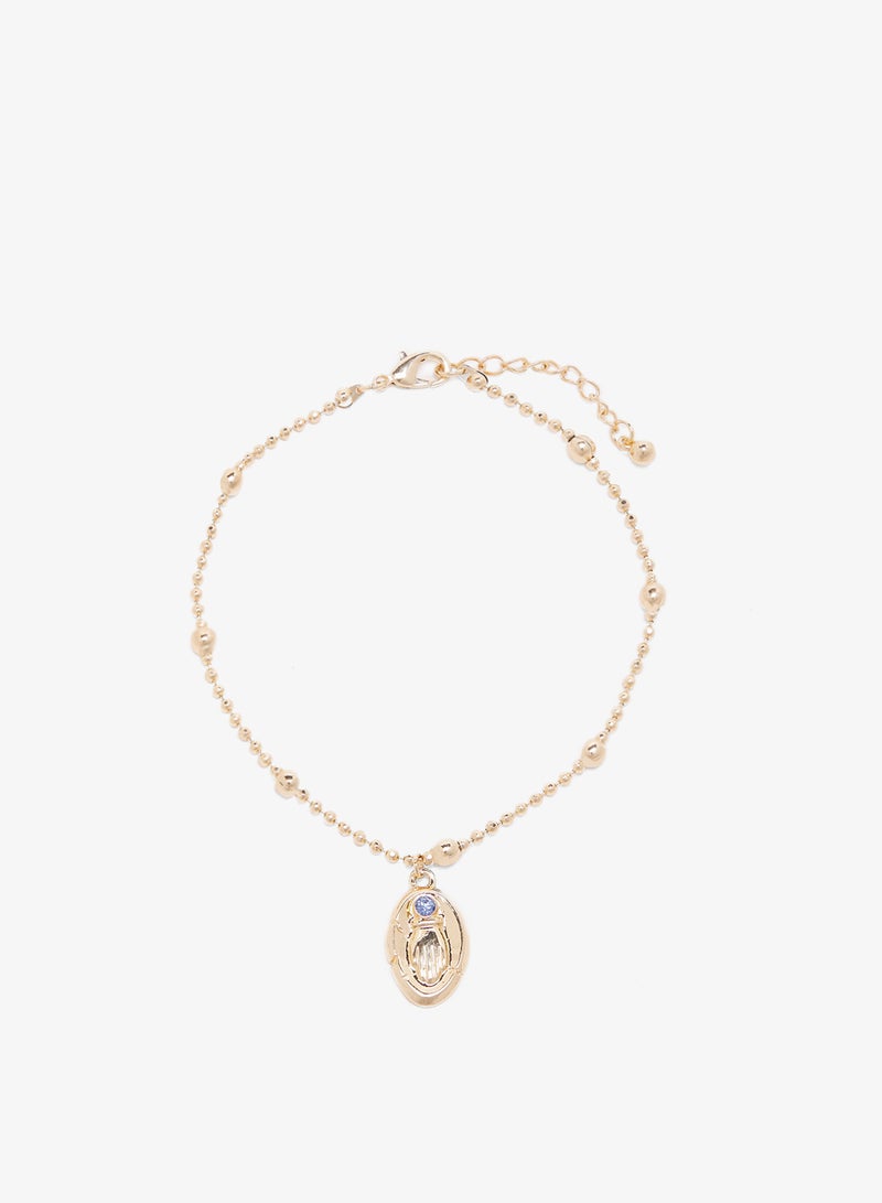 Ginger Gold Detail Evil Eye Anklet - Image 1