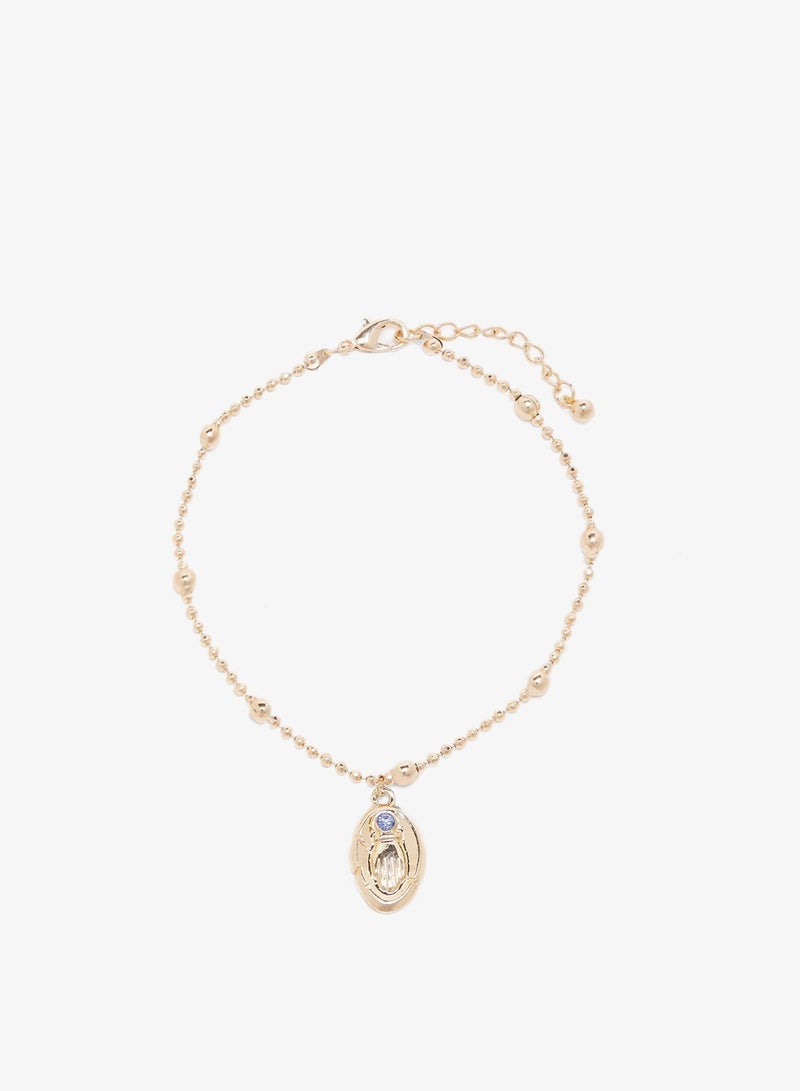 Ginger Gold Detail Evil Eye Anklet - Image 3