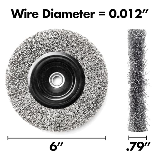 Vouyar 6 Inch Stainless Steel Wire Wheel for Bench Grinder with 1/2-Inch and 5/8-Inch Arbor, .012" Stainless Steel Wire - Image 5