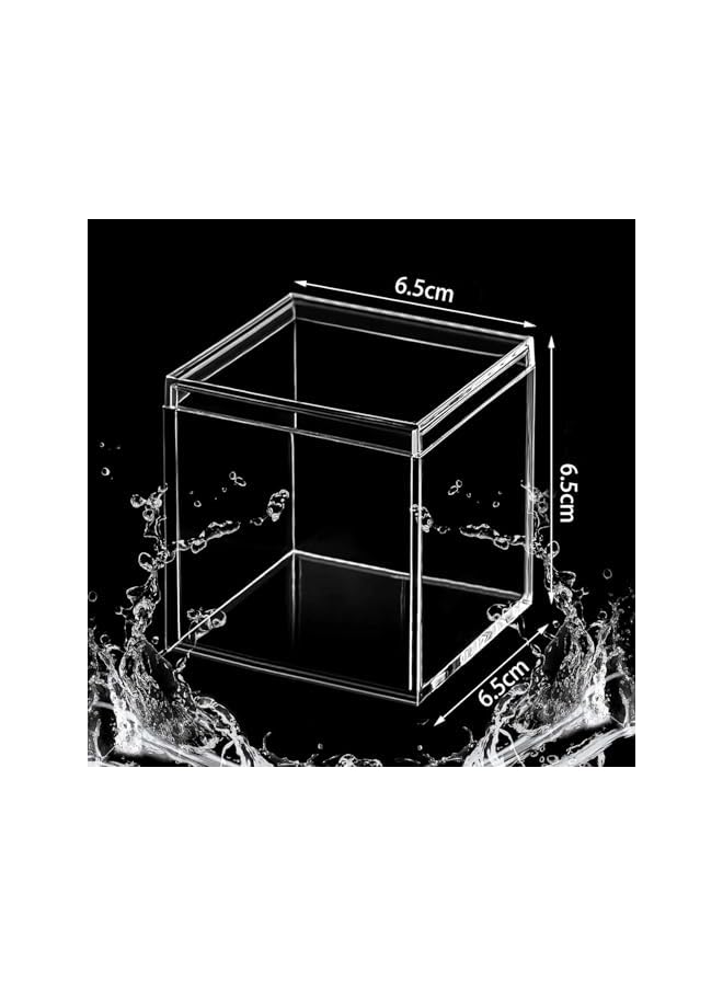 The Bros 8 Pieces Clear Acrylic Plastic Small Acrylic Box with Lid Decorative Storage Box Jewelry Display Mini Clear Container for Home Candy Pill Tiny Jewelry Toys Gifts (6.5 x 6.5 x 6.5 cm) - Image 2