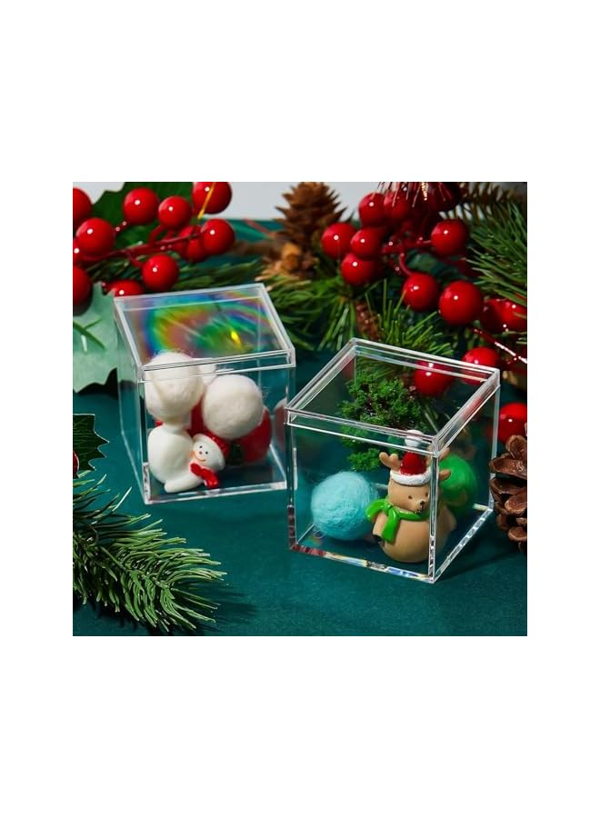 The Bros 8 Pieces Clear Acrylic Plastic Small Acrylic Box with Lid Decorative Storage Box Jewelry Display Mini Clear Container for Home Candy Pill Tiny Jewelry Toys Gifts (6.5 x 6.5 x 6.5 cm) - Image 5