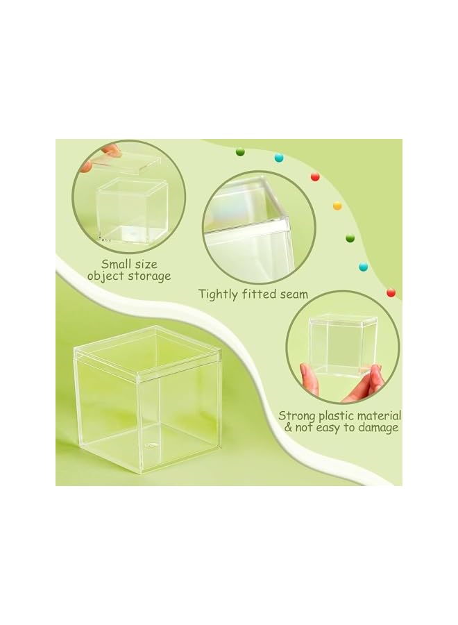 The Bros 8 Pieces Clear Acrylic Plastic Small Acrylic Box with Lid Decorative Storage Box Jewelry Display Mini Clear Container for Home Candy Pill Tiny Jewelry Toys Gifts (6.5 x 6.5 x 6.5 cm) - Image 3