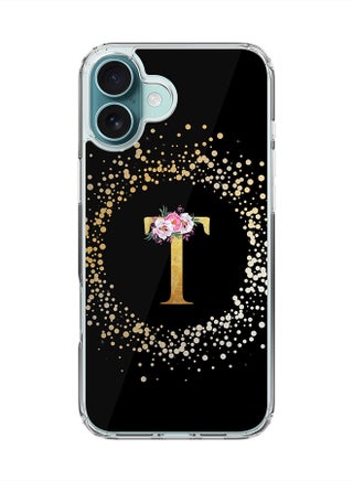 Custom Monogram Floral - T ( Black )