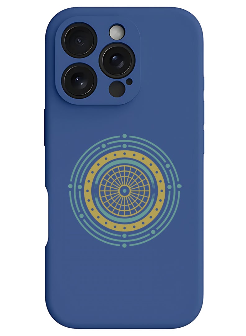 Theodor iPhone 16 Pro Max Blue Protective Slim Fit Case Liquid Silicone Cover with Full Body Protection Anti-Scratch Shockproof Case For iPhone - Mandala 2 - Image 1