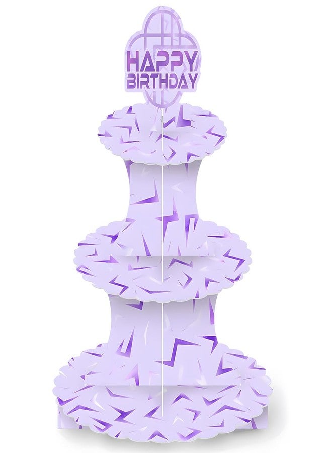 OULUN Purple Demon Cupcake Stand Large 3 Tier Cupcake Holder Purple Demon Themed Birthday Party Decorations - Image 1