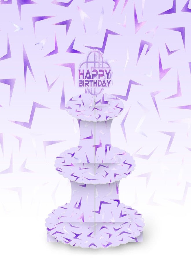 OULUN Purple Demon Cupcake Stand Large 3 Tier Cupcake Holder Purple Demon Themed Birthday Party Decorations - Image 4
