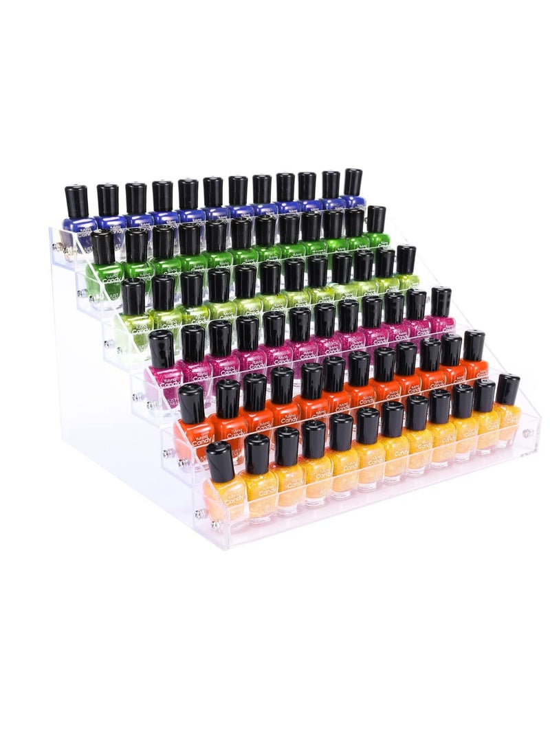 FF - Acrylic Nail Polish Organizer Rack, 6 Tier Nail Polish Holder Stand, Paint Rack Gel Nail Polish Shelf Display, Sunglass Organizer, Essential Oils Storage Shelf, Holds Up to 72 Bottles - Image 1