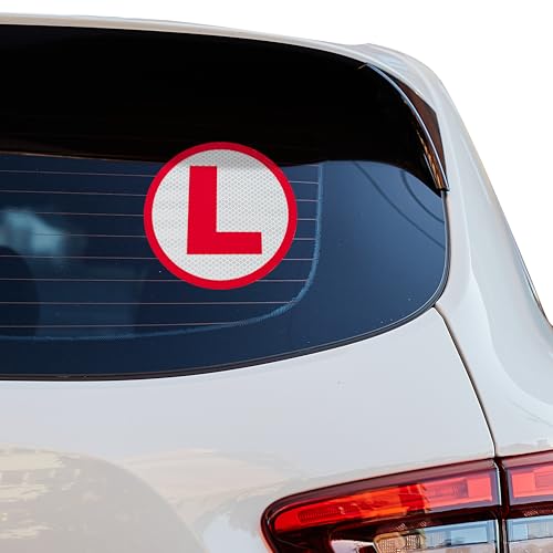 Twinster 2 pcs L Sticker for Learning Driver, 15 cm x 15 cm, Reflective Waterproof Car Board Sticker - Image 1