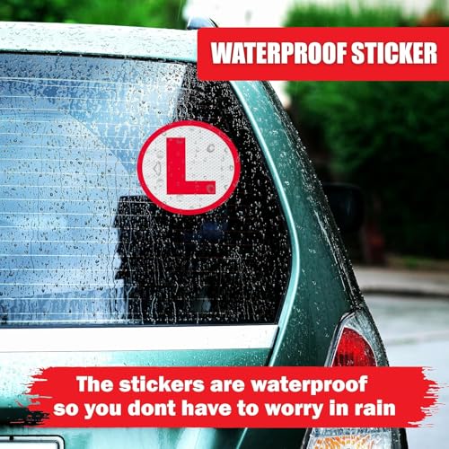 Twinster 2 pcs L Sticker for Learning Driver, 15 cm x 15 cm, Reflective Waterproof Car Board Sticker - Image 4