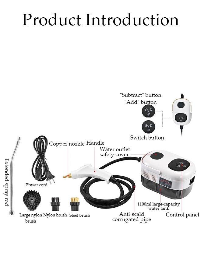 DUNISO Portable Handheld Steam Cleaner, Multifunctional High-Temperature Pressurized Steam Cleaner，With Brush Head, Six Gears Can Be Adjusted，Anti Dry Burning Protection, Suitable For Kitchen, Air Conditioning, Refrigerator, Bathroom, Furniture - Image 3