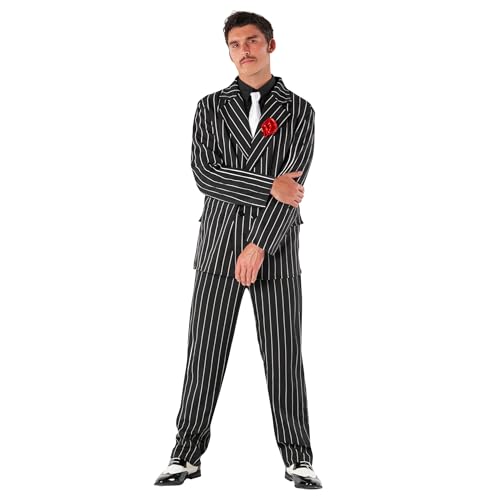 Morph 1920s Gangster Costume Men, Roaring 20s Mobster Outfit, Gangster Costume Men, Vintage Style Party Attire, Large Black - Image 4