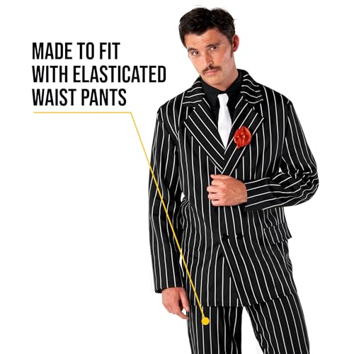 Morph 1920s Gangster Costume Men, Roaring 20s Mobster Outfit, Gangster Costume Men, Vintage Style Party Attire, Large Black - Image 5