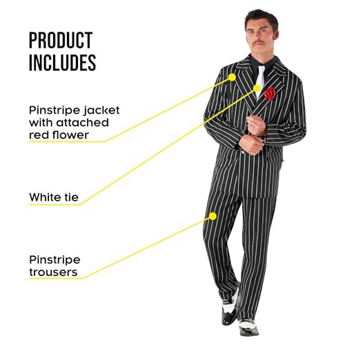 Morph 1920s Gangster Costume Men, Roaring 20s Mobster Outfit, Gangster Costume Men, Vintage Style Party Attire, Large Black - Image 2