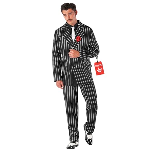 Morph 1920s Gangster Costume Men, Roaring 20s Mobster Outfit, Gangster Costume Men, Vintage Style Party Attire, Large Black - Image 1