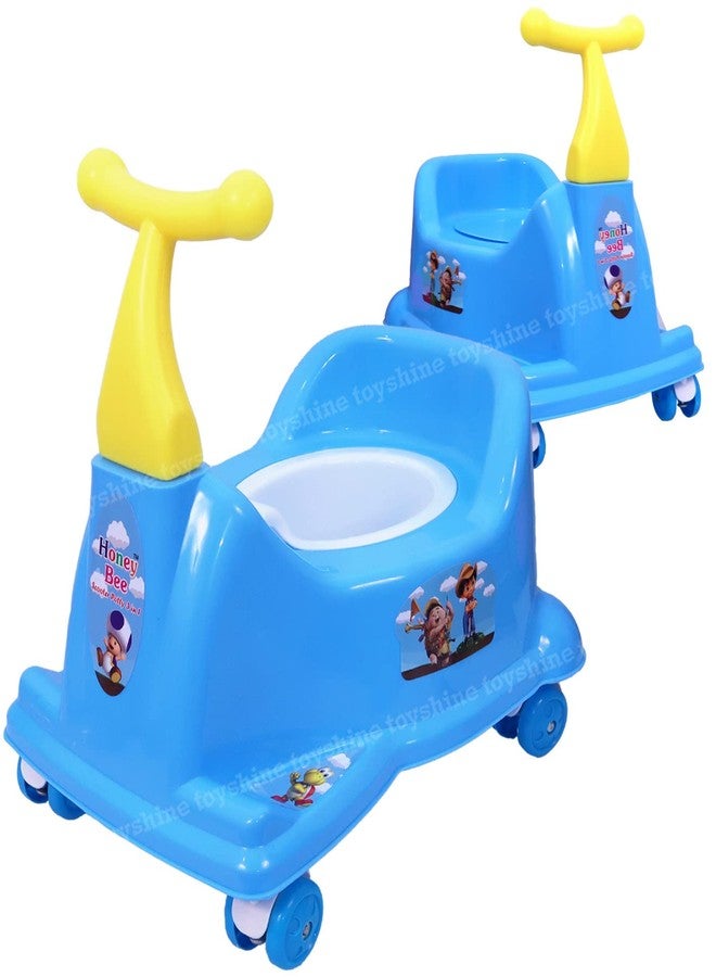 توي شاين 2 في 1 كرسي ركوب ومرحاض، مقعد مرحاض لتدريب الأطفال على استخدام المرحاض - أزرق وأخضر - سكوتر ركوب - أزرق - Image 1